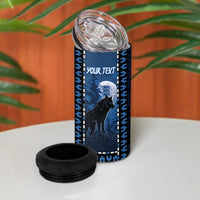 Personalized Estonia 4 in 1 Can Cooler Tumbler Night Wolf With Pattern - Wonder Print Shop