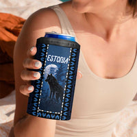 Personalized Estonia 4 in 1 Can Cooler Tumbler Night Wolf With Pattern - Wonder Print Shop