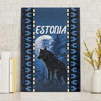 Estonia Canvas Wall Art Night Wolf With Pattern - Wonder Print Shop