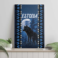 Estonia Canvas Wall Art Night Wolf With Pattern - Wonder Print Shop