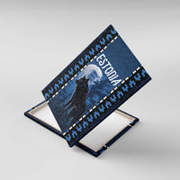 Estonia Canvas Wall Art Night Wolf With Pattern - Wonder Print Shop