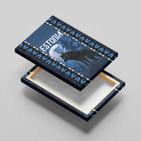 Estonia Canvas Wall Art Night Wolf With Pattern - Wonder Print Shop