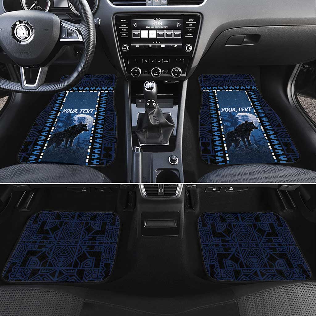 Estonia Car Mats Night Wolf With Pattern - Wonder Print Shop