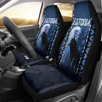 Estonia Car Seat Cover Night Wolf With Pattern - Wonder Print Shop