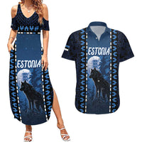 Personalized Estonia Couples Matching Summer Maxi Dress and Hawaiian Shirt Night Wolf With Pattern - Wonder Print Shop