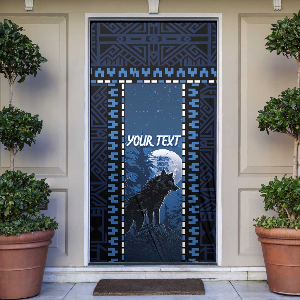 Estonia Door Cover Night Wolf With Pattern - Wonder Print Shop
