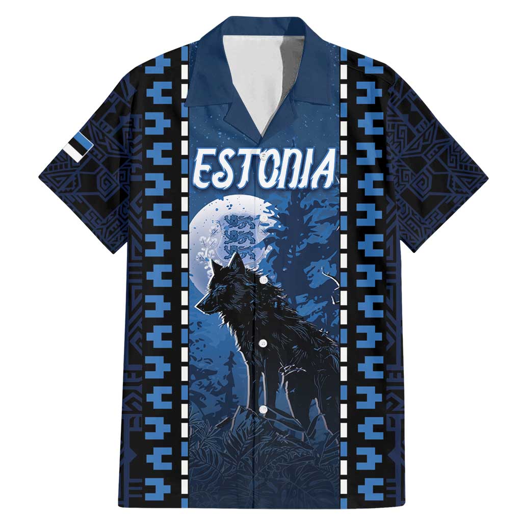 Personalized Estonia Family Matching Mermaid Dress and Hawaiian Shirt Night Wolf With Pattern - Wonder Print Shop