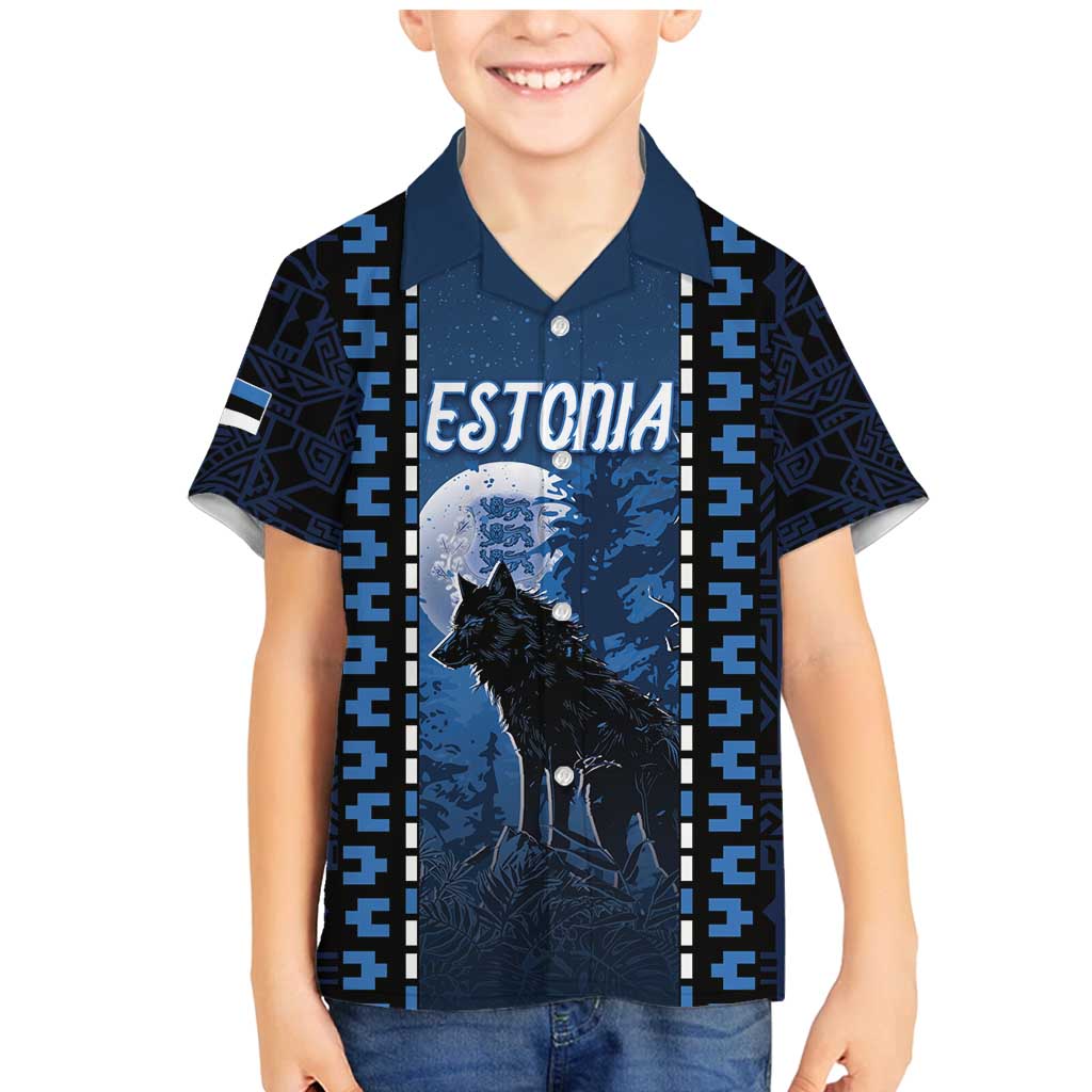 Personalized Estonia Family Matching Mermaid Dress and Hawaiian Shirt Night Wolf With Pattern - Wonder Print Shop