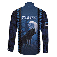 Personalized Estonia Family Matching Off The Shoulder Long Sleeve Dress and Hawaiian Shirt Night Wolf With Pattern - Wonder Print Shop