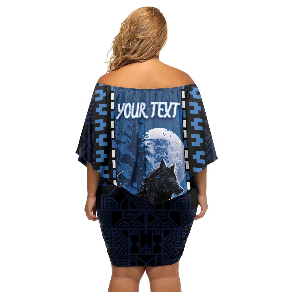 Personalized Estonia Family Matching Off Shoulder Short Dress and Hawaiian Shirt Night Wolf With Pattern - Wonder Print Shop