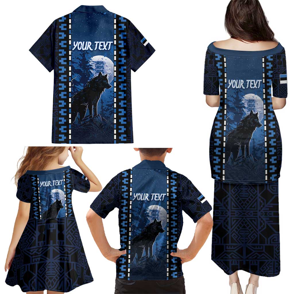 Personalized Estonia Family Matching Puletasi and Hawaiian Shirt Night Wolf With Pattern - Wonder Print Shop