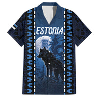 Personalized Estonia Family Matching Short Sleeve Bodycon Dress and Hawaiian Shirt Night Wolf With Pattern - Wonder Print Shop