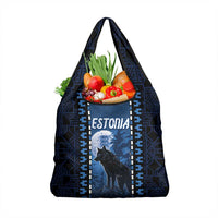 Estonia Grocery Bag Night Wolf With Pattern - Wonder Print Shop