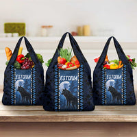 Estonia Grocery Bag Night Wolf With Pattern - Wonder Print Shop