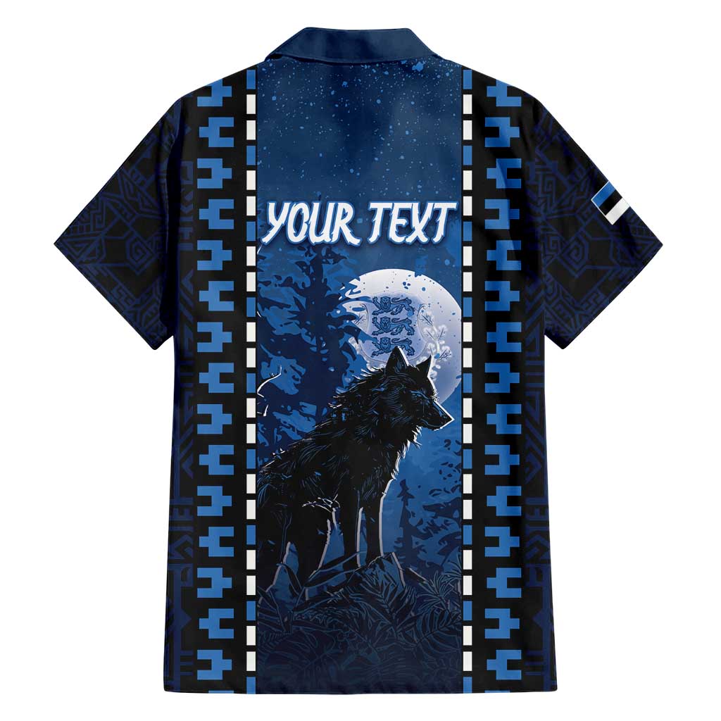 Personalized Estonia Hawaiian Shirt Night Wolf With Pattern - Wonder Print Shop
