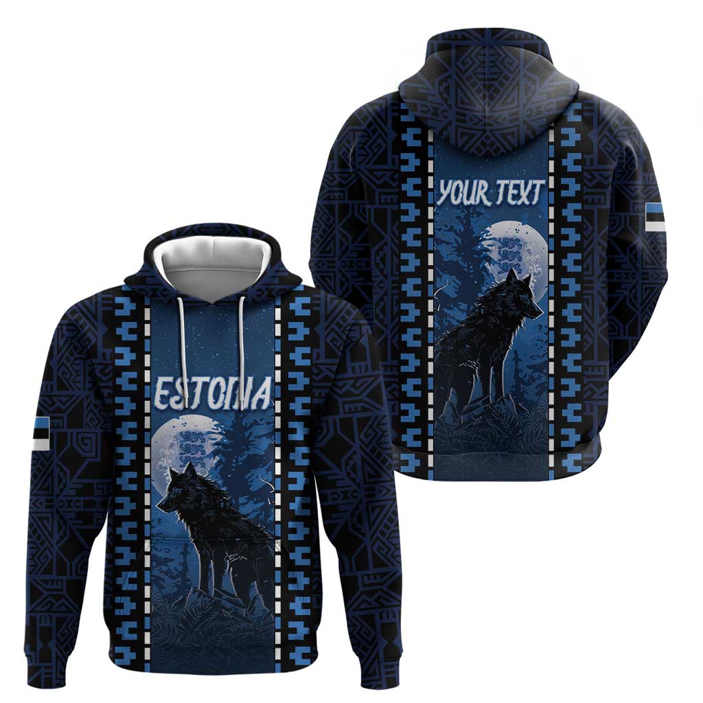 Personalized Estonia Hoodie Night Wolf With Pattern - Wonder Print Shop