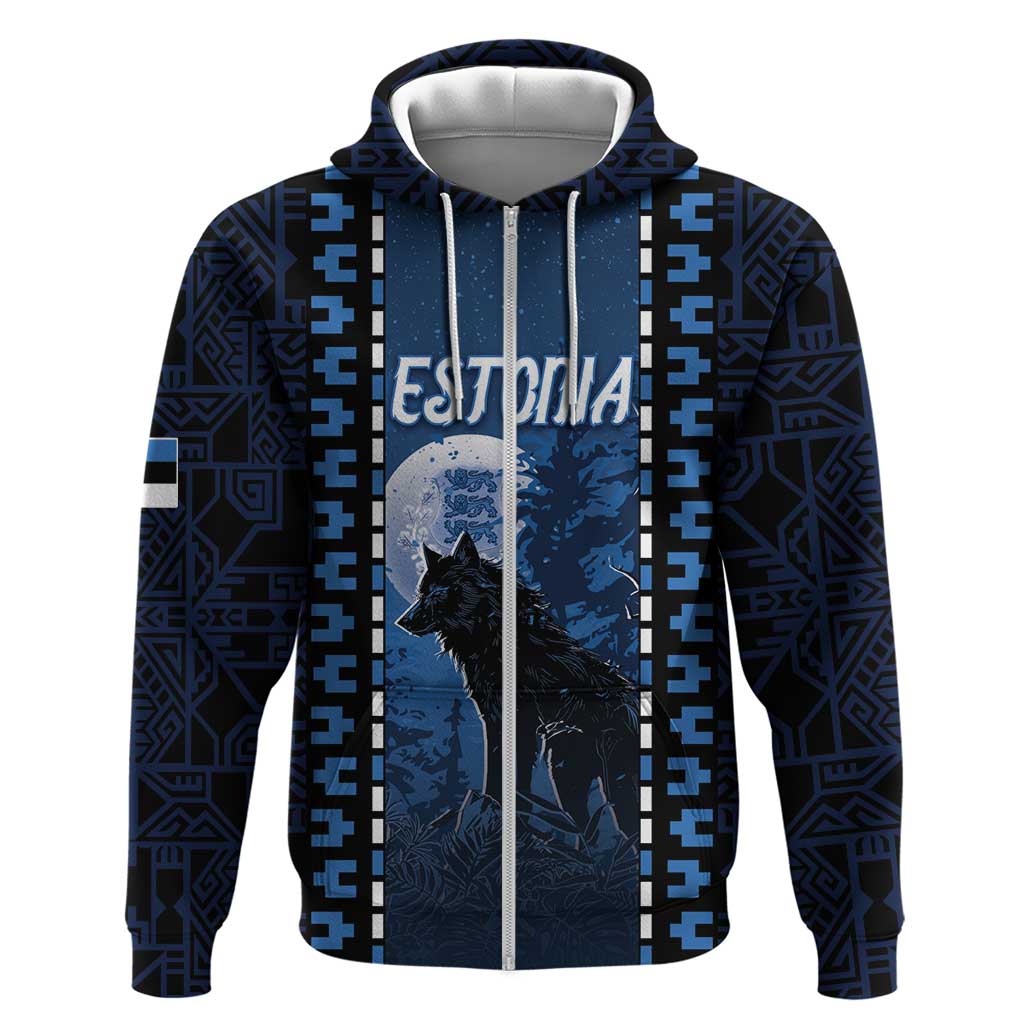 Personalized Estonia Hoodie Night Wolf With Pattern - Wonder Print Shop