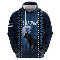 Personalized Estonia Hoodie Night Wolf With Pattern - Wonder Print Shop