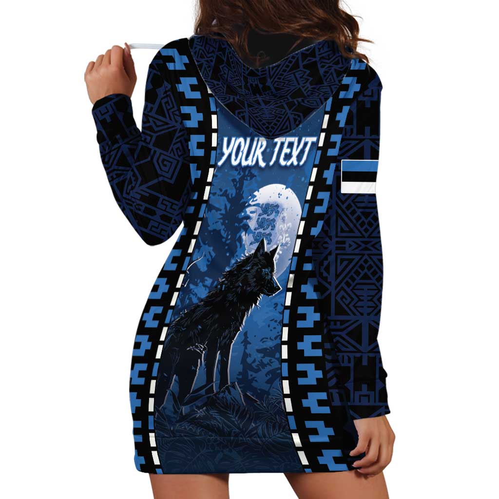 Personalized Estonia Hoodie Dress Night Wolf With Pattern - Wonder Print Shop