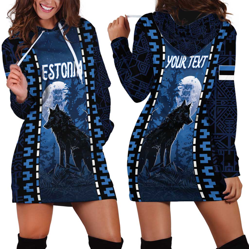 Personalized Estonia Hoodie Dress Night Wolf With Pattern - Wonder Print Shop