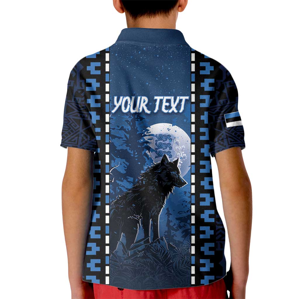 Personalized Estonia Kid Polo Shirt Night Wolf With Pattern - Wonder Print Shop