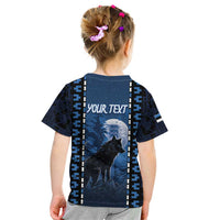 Personalized Estonia Kid T Shirt Night Wolf With Pattern - Wonder Print Shop