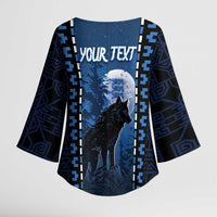 Personalized Estonia Kimono Sleeve Blouse Night Wolf With Pattern - Wonder Print Shop
