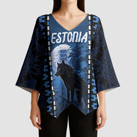 Personalized Estonia Kimono Sleeve Blouse Night Wolf With Pattern - Wonder Print Shop