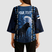 Personalized Estonia Kimono Sleeve Blouse Night Wolf With Pattern - Wonder Print Shop