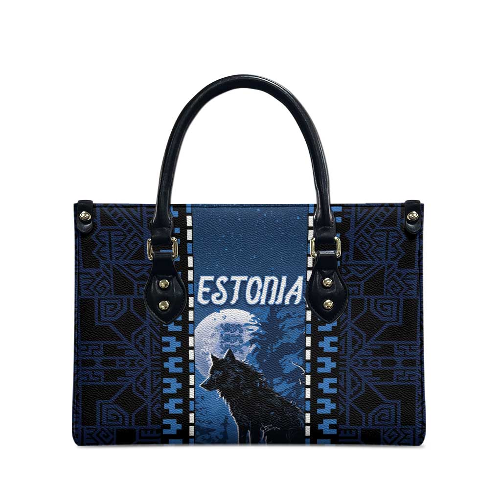 Estonia Leather Bag Night Wolf With Pattern - Wonder Print Shop