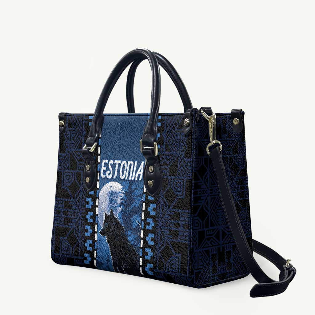 Estonia Leather Bag Night Wolf With Pattern - Wonder Print Shop