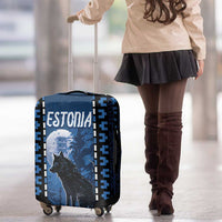 Estonia Luggage Cover Night Wolf With Pattern - Wonder Print Shop