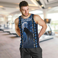 Personalized Estonia Men Tank Top Night Wolf With Pattern - Wonder Print Shop