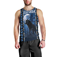 Personalized Estonia Men Tank Top Night Wolf With Pattern - Wonder Print Shop