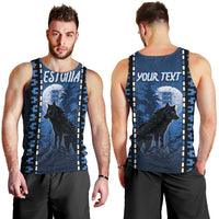 Personalized Estonia Men Tank Top Night Wolf With Pattern - Wonder Print Shop