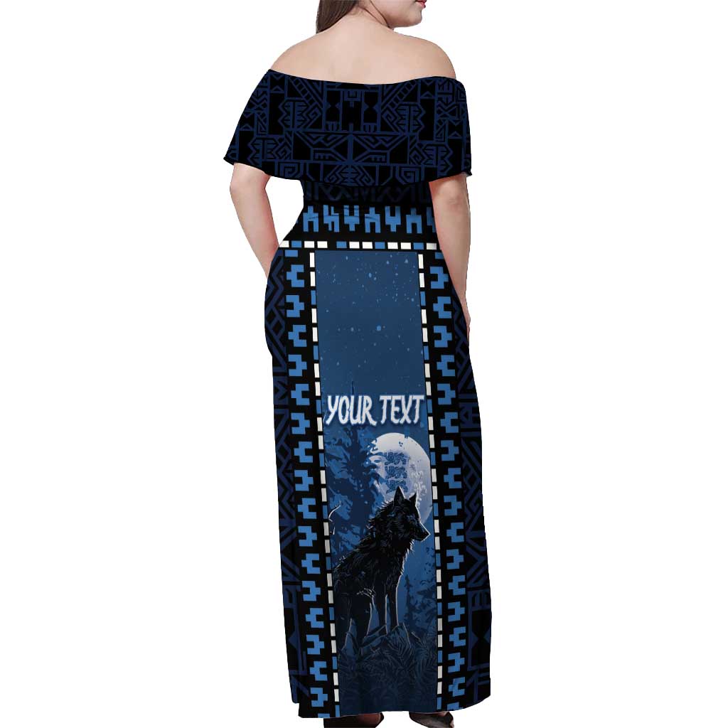 Personalized Estonia Off Shoulder Maxi Dress Night Wolf With Pattern - Wonder Print Shop