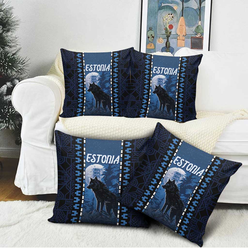 Estonia Pillow Cover Night Wolf With Pattern - Wonder Print Shop