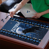 Estonia Puzzle Night Wolf With Pattern - Wonder Print Shop