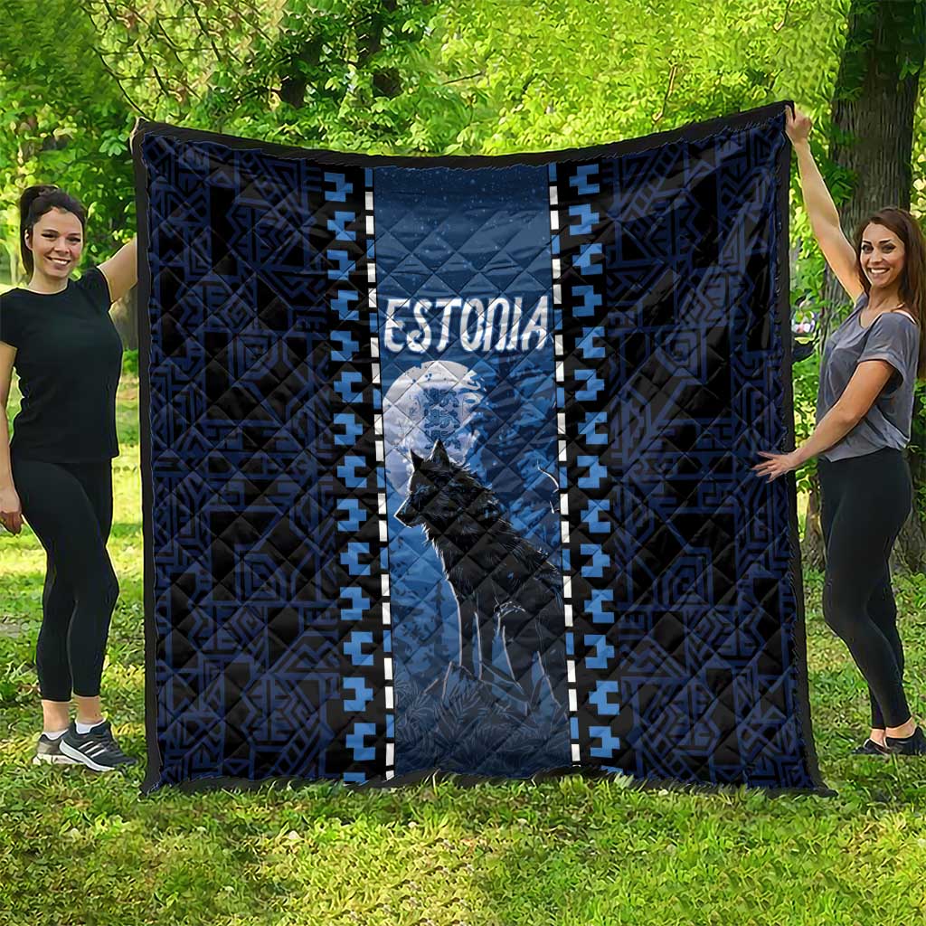 Estonia Quilt Night Wolf With Pattern - Wonder Print Shop
