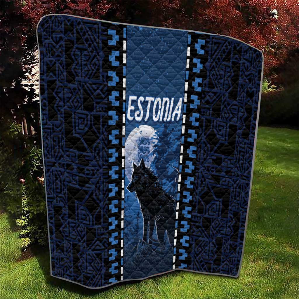 Estonia Quilt Night Wolf With Pattern - Wonder Print Shop