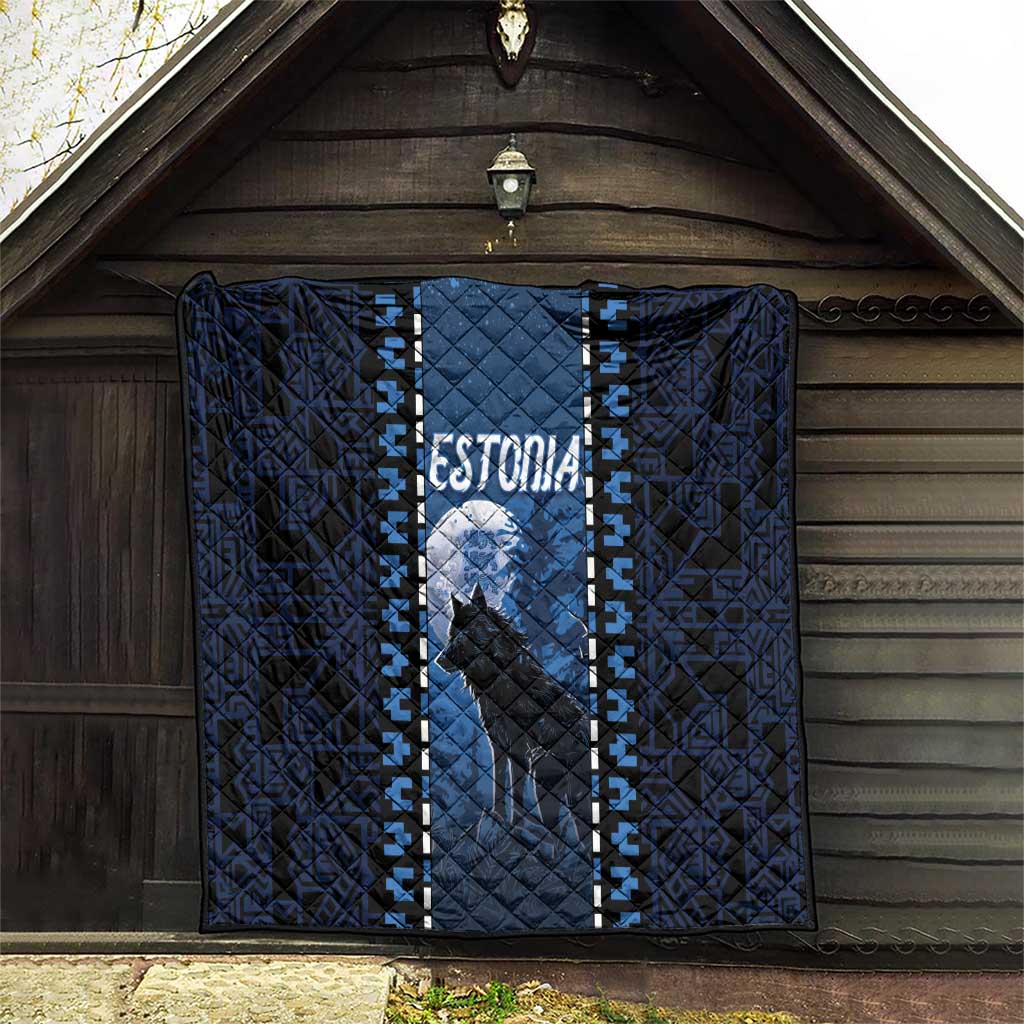 Estonia Quilt Night Wolf With Pattern - Wonder Print Shop