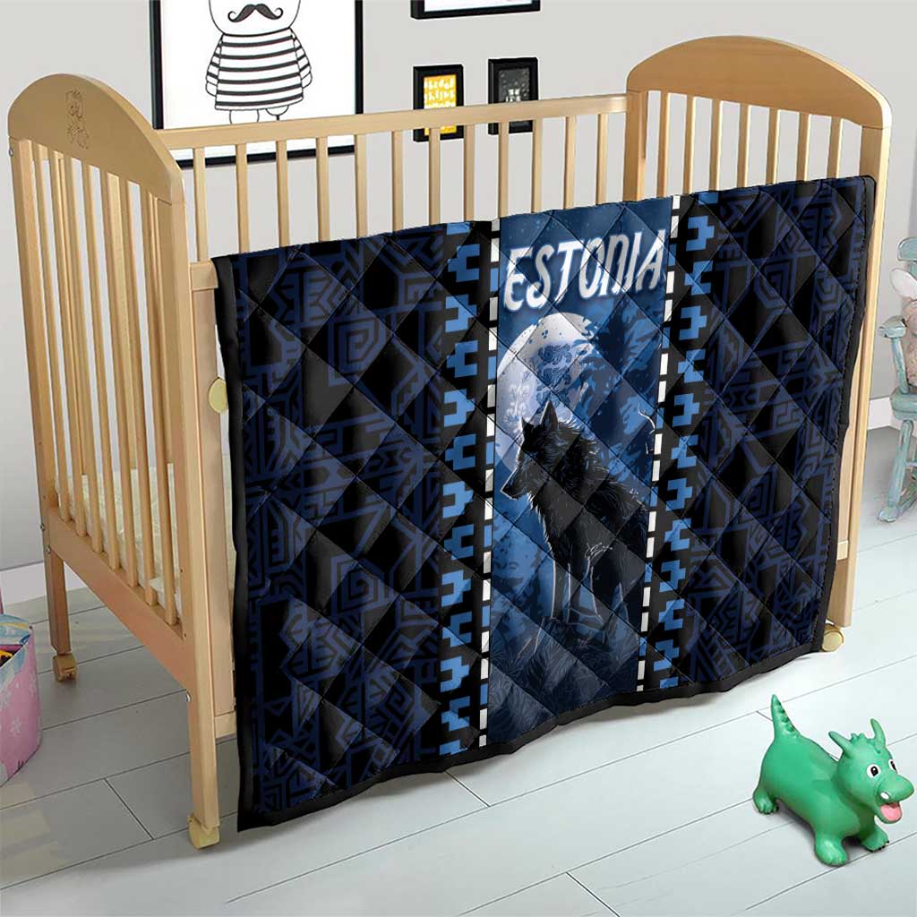 Estonia Quilt Night Wolf With Pattern - Wonder Print Shop