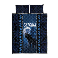 Estonia Quilt Bed Set Night Wolf With Pattern - Wonder Print Shop