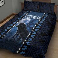 Estonia Quilt Bed Set Night Wolf With Pattern - Wonder Print Shop