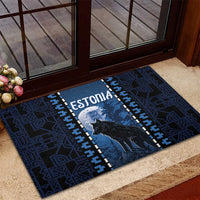Estonia Rubber Doormat Night Wolf With Pattern - Wonder Print Shop