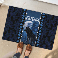 Estonia Rubber Doormat Night Wolf With Pattern - Wonder Print Shop