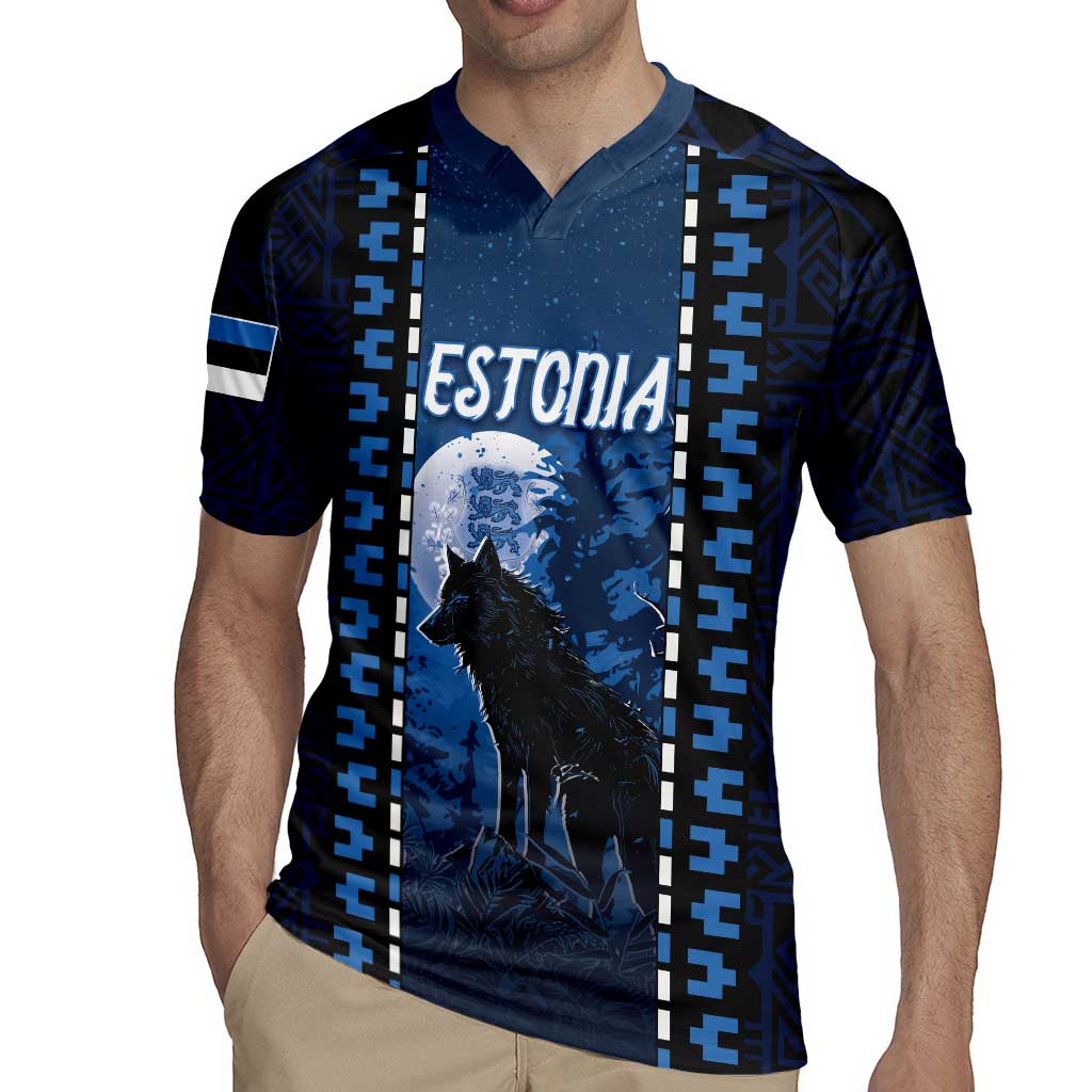 Personalized Estonia Rugby Jersey Night Wolf With Pattern - Wonder Print Shop