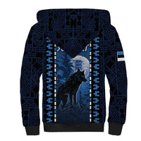 Personalized Estonia Sherpa Hoodie Night Wolf With Pattern - Wonder Print Shop