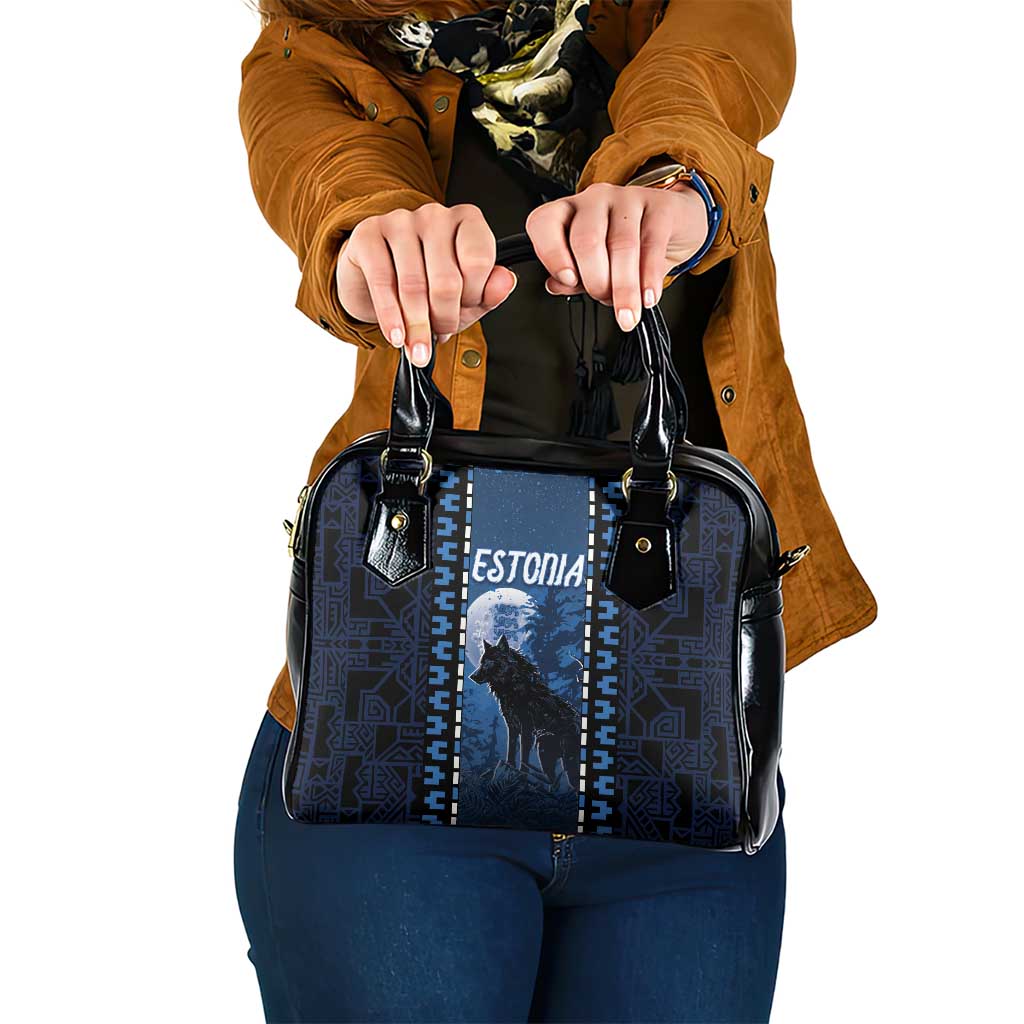 Estonia Shoulder Handbag Night Wolf With Pattern - Wonder Print Shop