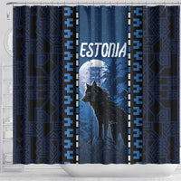 Estonia Shower Curtain Night Wolf With Pattern - Wonder Print Shop